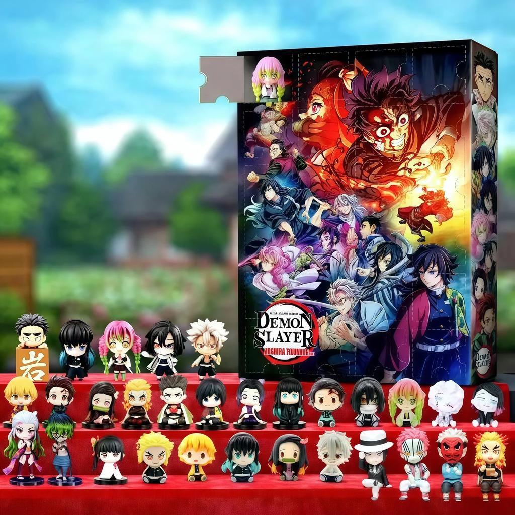 24pcs Demon Slayers Anime Advent Calendar 2025 Christmas Countdown 24Day Surprise Box 2D Acrylic Figure Toy Gift for Children