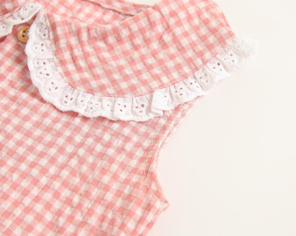 Korean Style Baby Bodysuit - Spring/Summer Pure Cotton Plaid Romper for Newborns