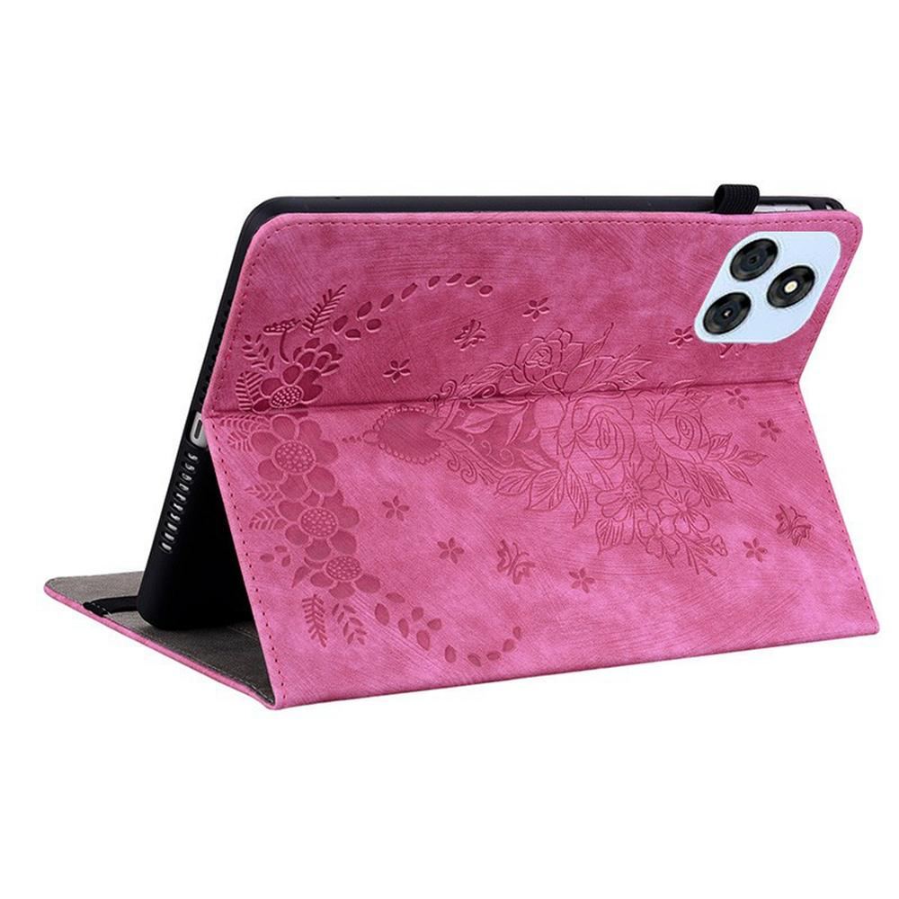 For itel VistaTab 30 Case Card Holder Anti-Scratch Leather Cover Rose Flower Imprint