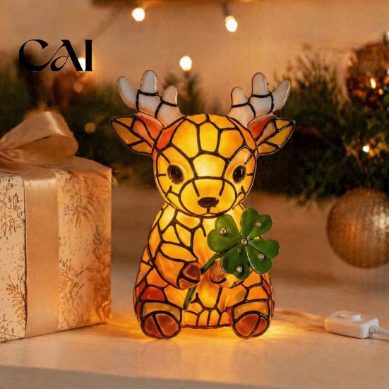 Gift for Animal Lovers Vintage Stained Glass Style Desk Lamp, Cute Night Light, Decorative Exquisite Desktop Ornament Home Reading Lamp