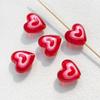 TX76 20mmx19mm 2pcs Cute Glass Petite Heart Beads DIY Straight Hole Exquisite Making Heart Love Red Handmade Bracelet Material