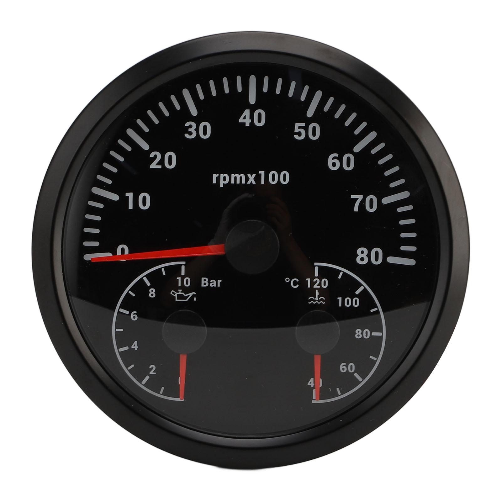 3 in 1 Tachometer Oil Pressure Gauge Water Temp Gauge 4 3 8in 8000rpm 0 to 10bar 40 to 120 celsius  7 Colors Backlit