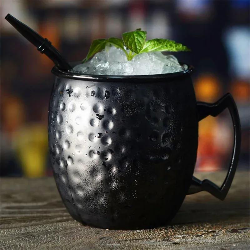 Cocktail Wine Cup Moscow Mule Mug Stainless Steel Hammered Copper Plated Beer Cup Coffee Cup Bar Drinkware for Ramadan