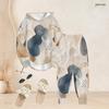 Women Plus Size Abstract Printed Long Sleeve Hooded Top Cuffed Pants Two Piece Set
