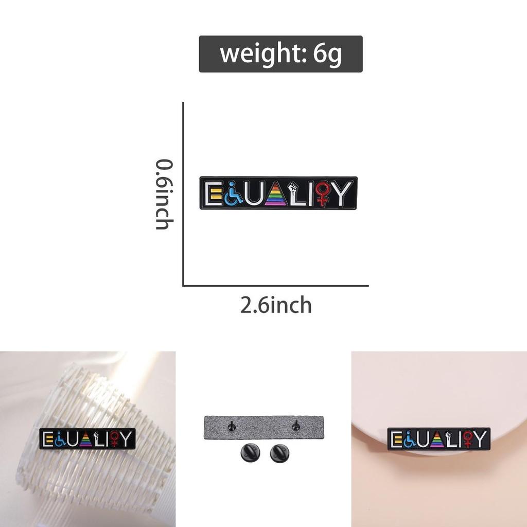 Kreatives Gleichheitswort Regenbogenfarbenes Metallabzeichen Bunte Emaille-Brosche für Outfits und Taschen