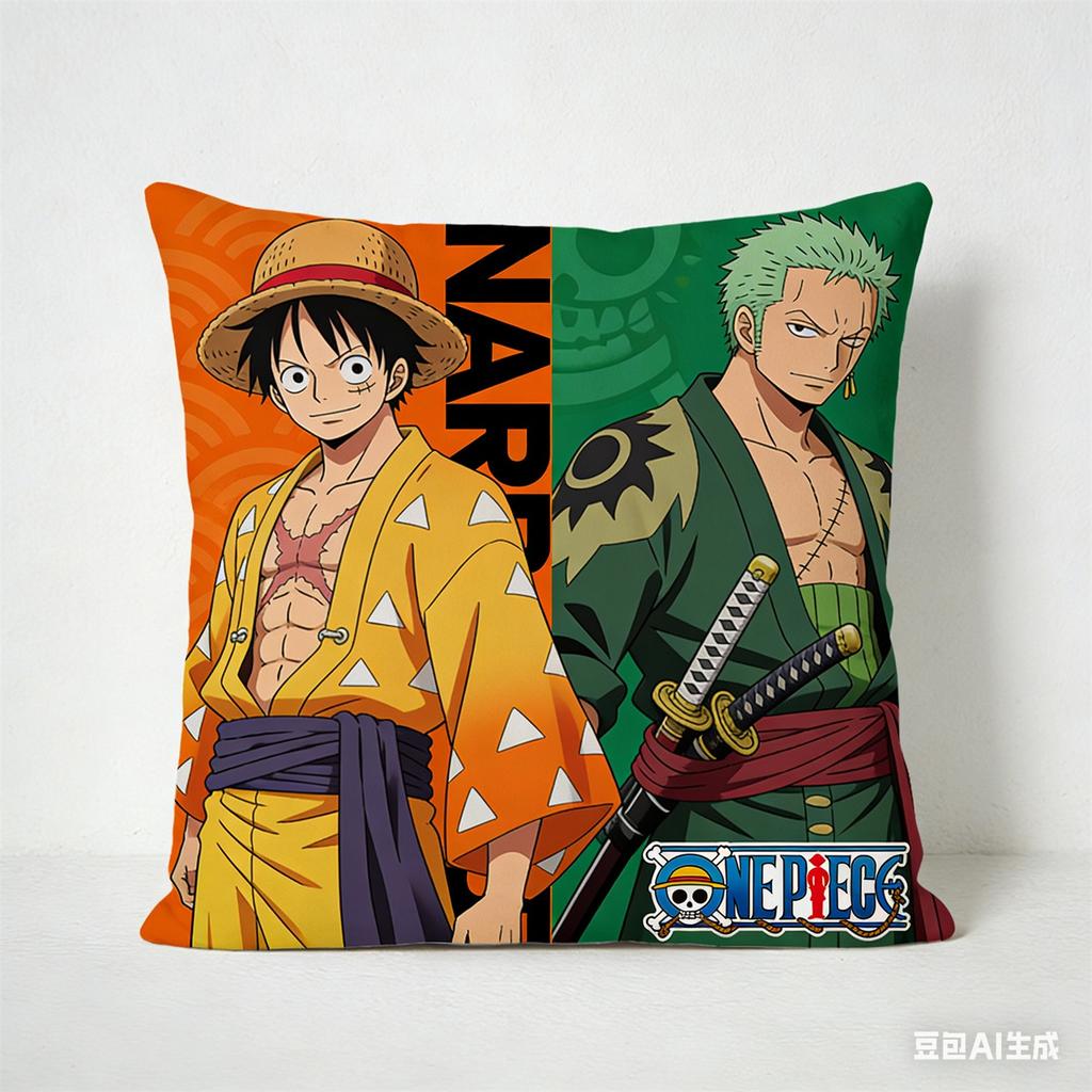 One Piece Monkey D Luffy Pillow Cover Anime Decorative Square Pillowcase For Bedroom Living Room Sofa Car Home Decor