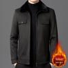 Men's Suede Shearling Jacket - Thick Lapel Winter Coat with Velvet Lining