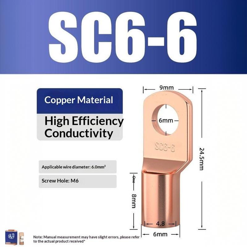 Cd Copper Lug Ring Wire Connectors Bare Cable Electric Crimp Terminal Sc4-6 Sc6-6 Sc6-8 Sc10-6 Sc16-6 Sc16-8 Sc25-8