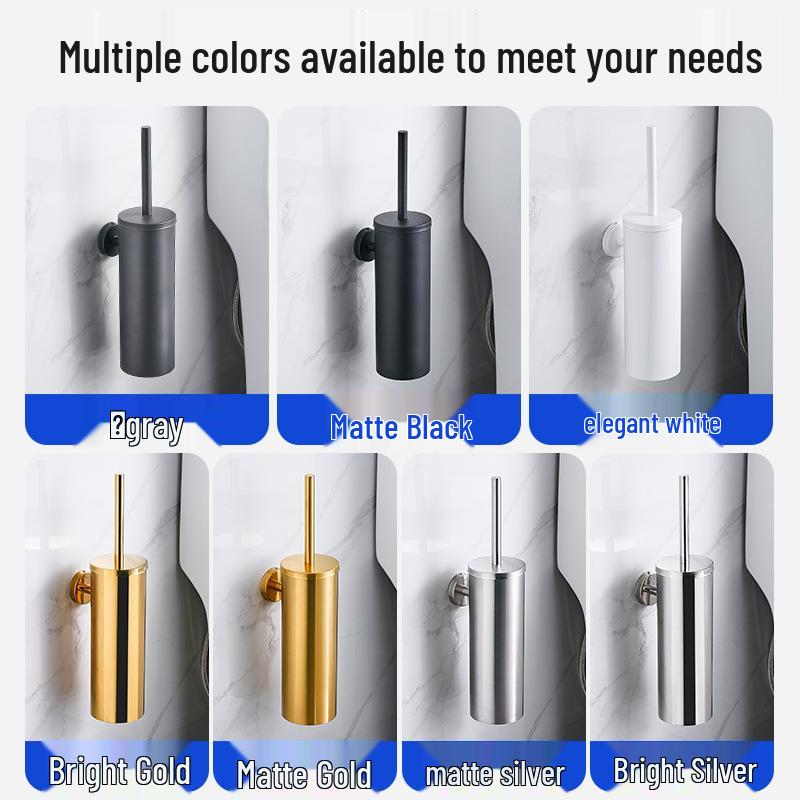 Wall-Mounted Stainless Steel Toilet Brush with Odor-Proof Long Handle and Round Holder for Bathroom Cleaning