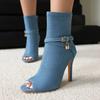 Damen Cool-Stiefel mit hohen Absätzen, sexy europäischer und amerikanischer Stil, Frühling und Sommer neu, dünne Absätze, große Größen, Peeptoes