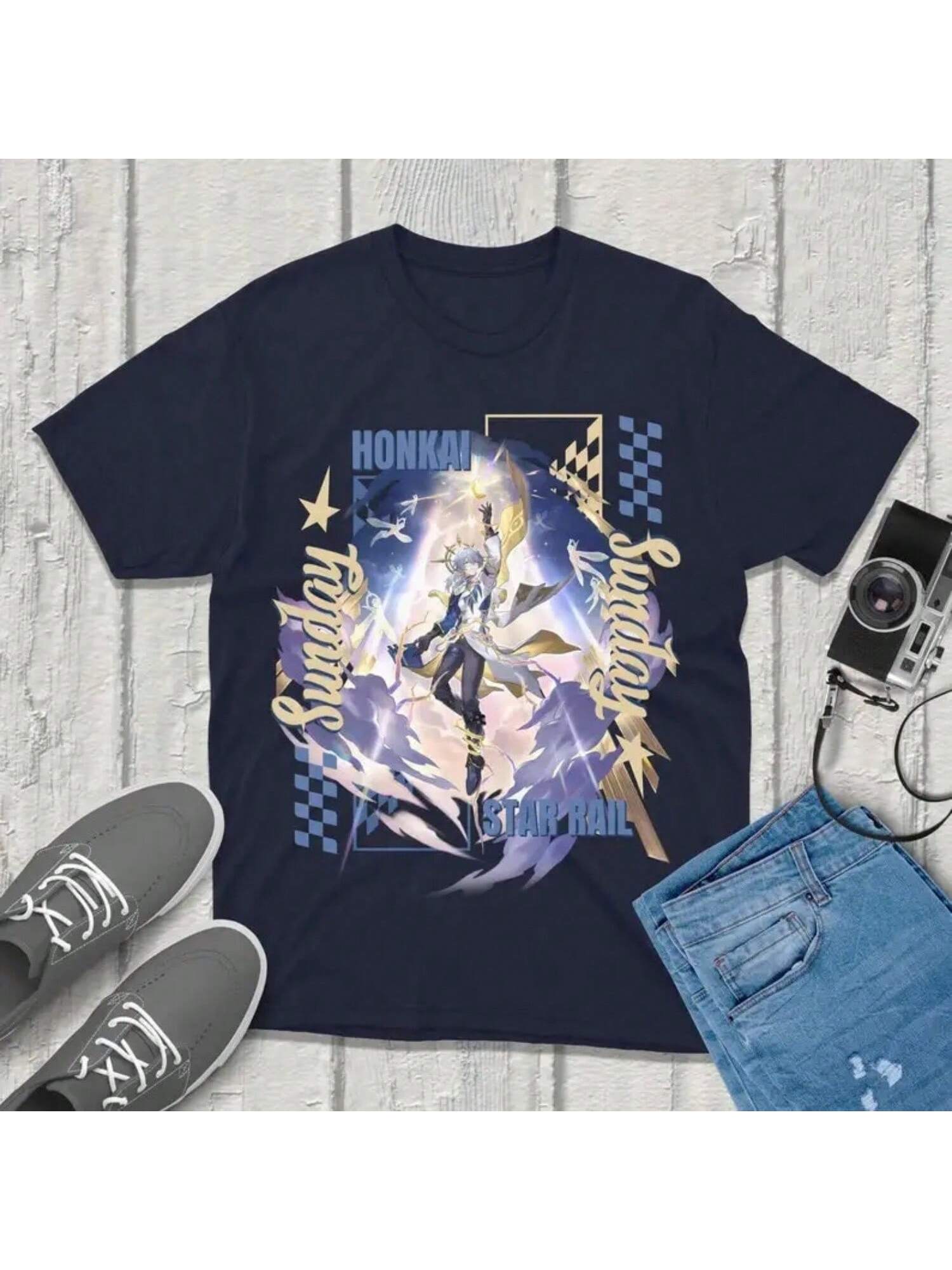 

Sunday Honkai Star Rail Print Women T-Shirt Sunday Graphic Short Sleeve Tee Shirt Hot Game Streetwear Unisex Clothing Top Y2k M чорний