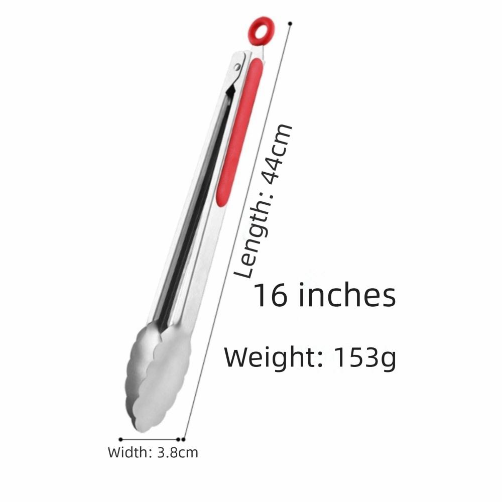 

Нескользящие щипцы для хлеба Щипцы для еды из нержавеющей стали Портативный зажим для барбекю Принадлежности для кемпинга Red-16inch