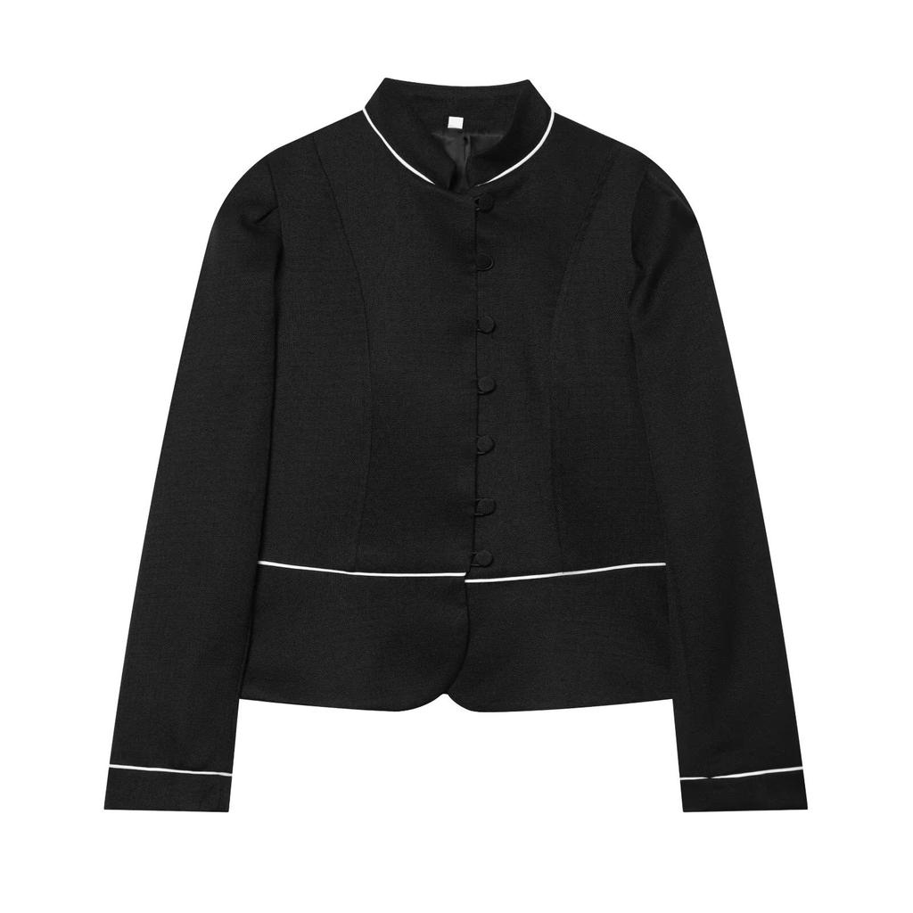 European and American style, new women's clothing, fashionable contrasting color trim slim blazer 2727/111