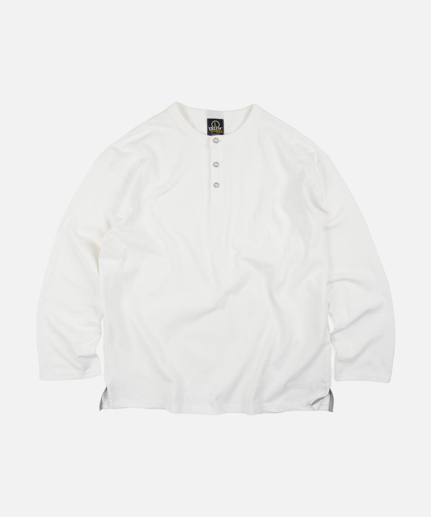 FRIZMWORKS 10S Solid Henley Neck Tee _ White