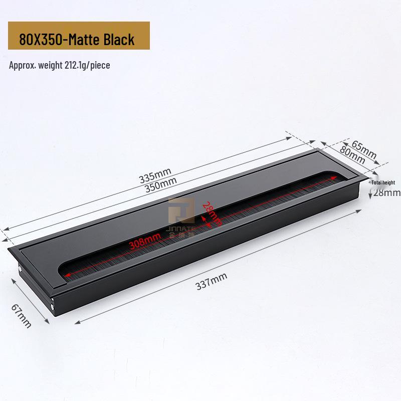 Aluminum Alloy Desk Cable Management Box with Brush Grommet