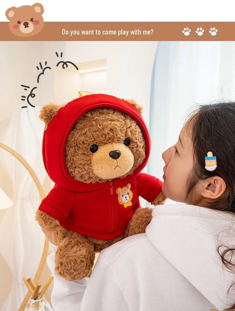 Cute Teddy Bear Hoodie Plush Toy - Stuffed Animal Doll for Kids & Wedding Gifts