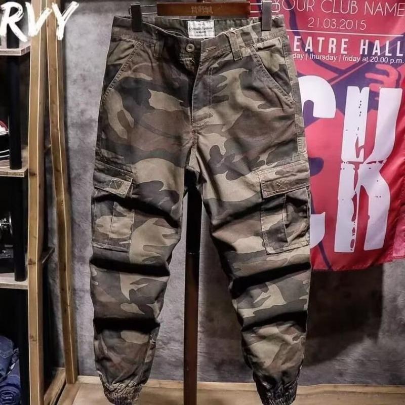 Summer Heavy Camouflage Overalls Men's Pants Loose Outdoor Tied Harlan Pants Sports and Leisure