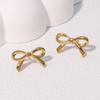 High-End Geometric Bow Stainless Steel Stud Earrings for Women