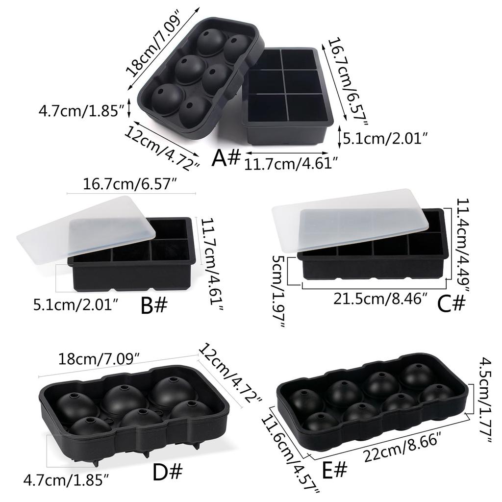 Ice Balls Maker Reusable Ice Cube Tray Easy Release Silicone Square Round Ice Cube Tray for Whiskey Cocktails Bourbons