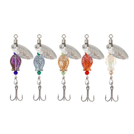 5Pcs Fishing Lure Spinnerbait with Treble Hooks Vibrant Color Compact Portable Fishing Lures Spoon Spinner Baits Kit