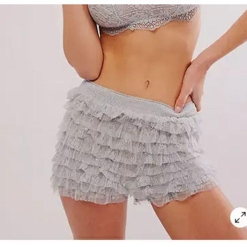 

Европейские и американские сексуальные пляжные горячие шорты с оборками, однотонные шорты для нижней части тела с низкой посадкой, кюлоты, женское нижнее белье, женское Light gray S