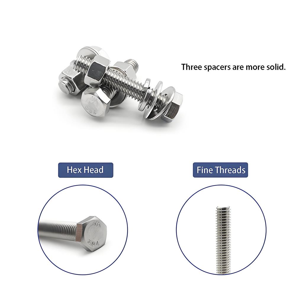 480-Piece 304 Stainless Steel Bolt & Nut Set, M4 M5 Hex Flange Hardware Kit with Washers - Rust-Resistant DIY Assortment