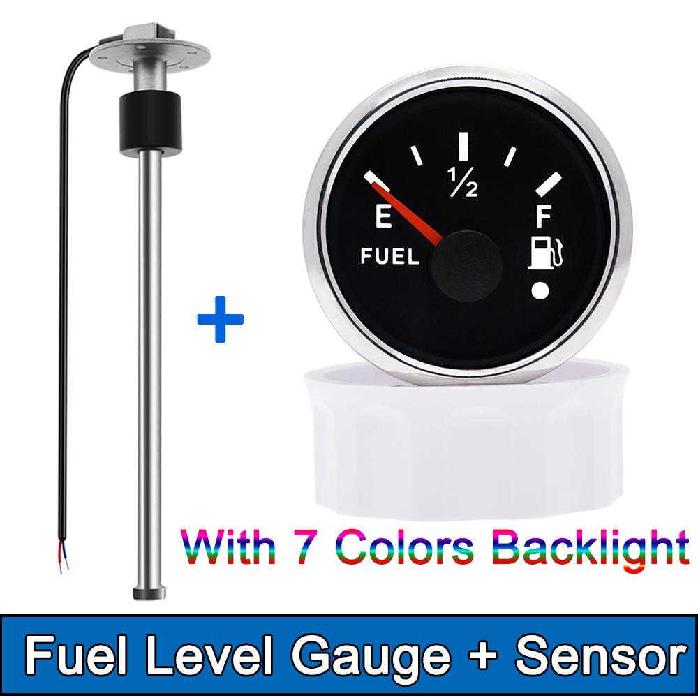 100MM Fuel Level Sensor + 52MM Fuel Level Gauge 0-190 Ohm Fuel Oil Tank Level Meter Sensor For Boat Car Yacht Marine 9-32V
