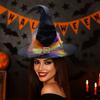 Baroque Mesh Bow Witch Hat Satins Wizard Cap Punk Halloween Witch Hat  Adult