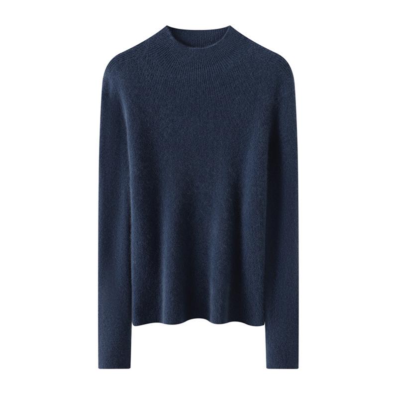 Seamless Pure Cashmere Slim-Fit Ribbed Sweater for Women - Autumn/Winter 2026 Half-High Neck