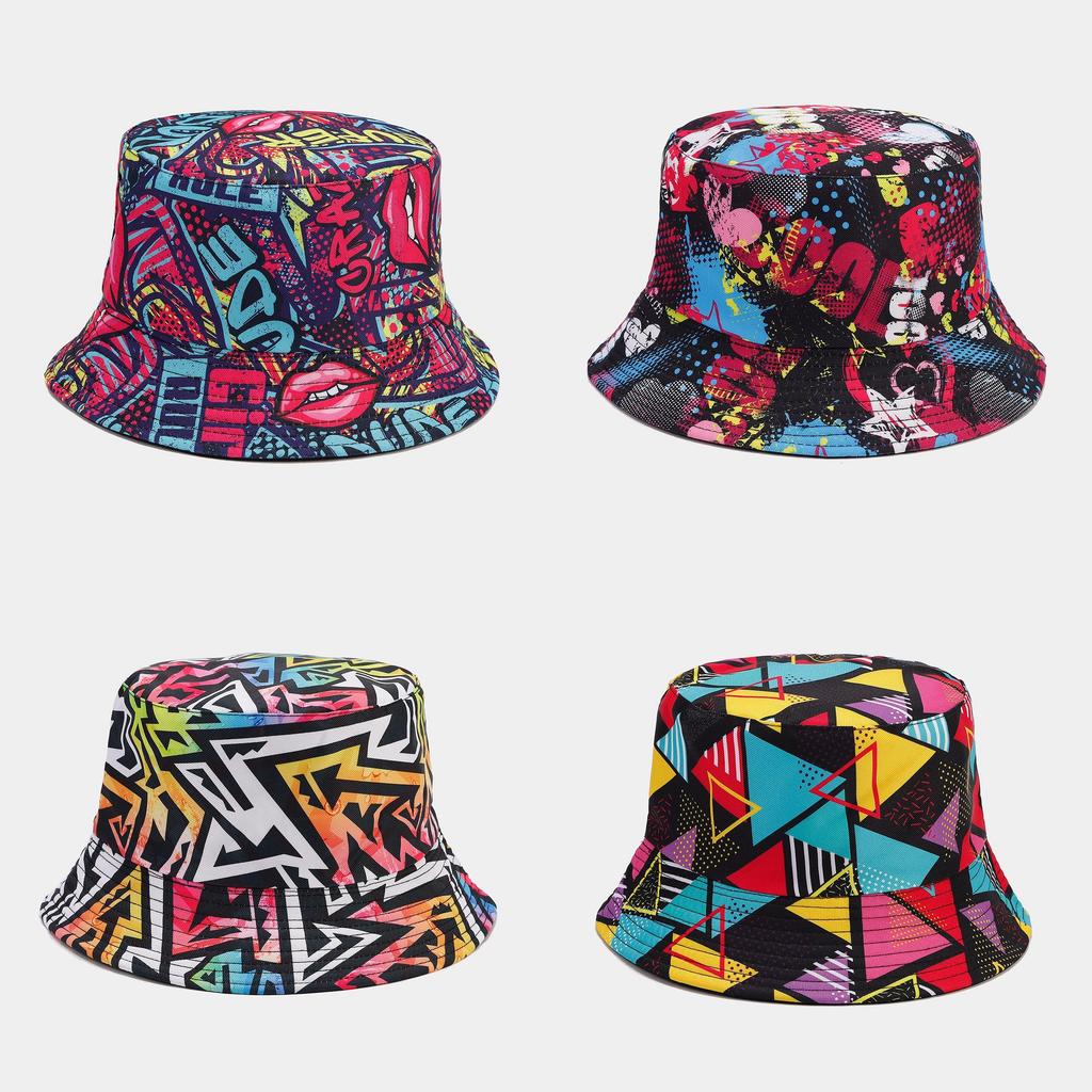 Graffiti Letter Fisherman Hat With Wide Brim For Summer Sun Protection