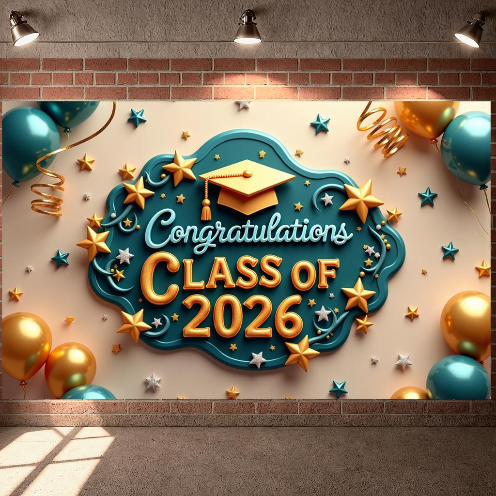 Congrats Background Balloon Decor Graduation Celebration Banner Graduation Decoration Display Elegant Design For Graduation