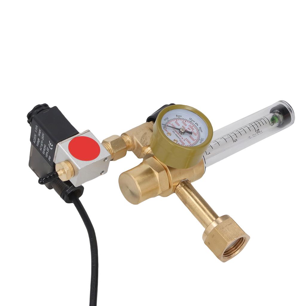 CO2 Regulator with Solenoid Valve and Flowmeter CGA320 Inlet Brass CO2 Gas Regulator for Indoor Hydroponics Grow Tents