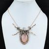 Rose Quartz Necklace Copper Wire Wrapped Necklace Adjustable Chain Necklace Copper Wire Jewelry Handmade Gemstone Necklace Anniversary Gifts
