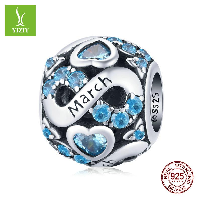 December Birthstone Beaded Accessories S925 Silver Constellation Transfer Bead Jewelry Bsc508