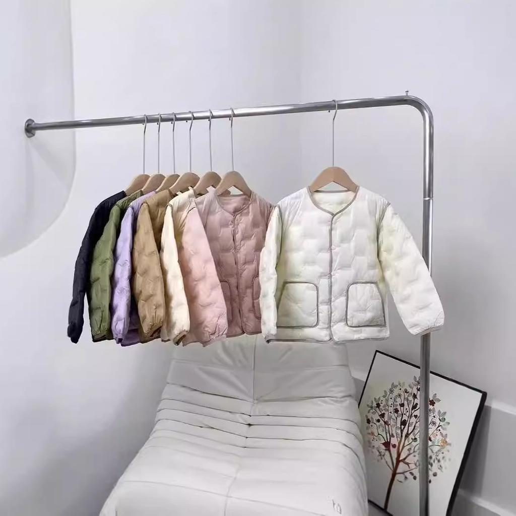% Fleece children's light down jacket liner round neck solid color new national standard boys and girls school uniform artifact