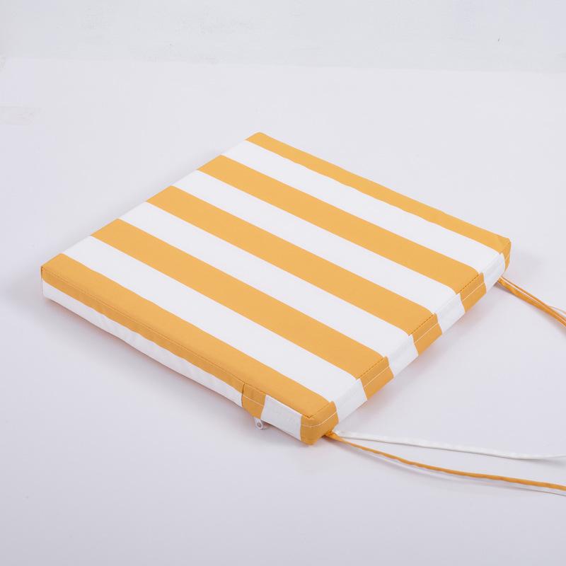 Solid Color Square Cushions Outdoor Waterproof Patio Cushions Striped with Binding Strap for Garden Sofa Chair Seats Decoration