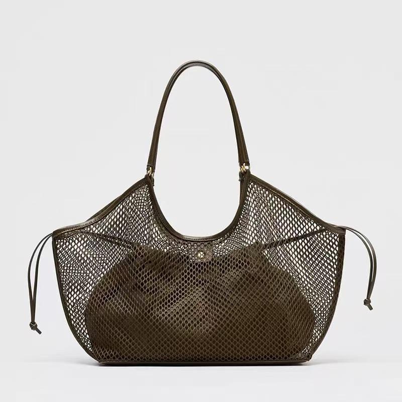 

Women s Large Capacity Woven Mesh Tote Bag - Casual Spring/Summer Vacation Shoulder Bag