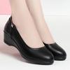 Autumn shoes medium heel shoes single shoes wedge heel non-slip soft sole loose medium