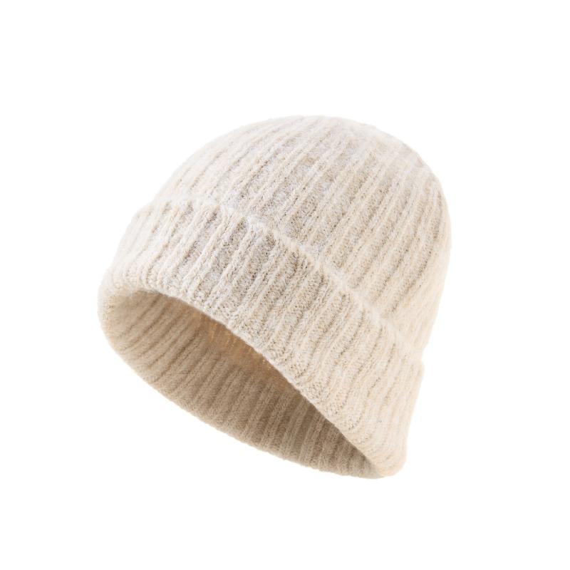 

Осенне-зимняя теплая утолщенная вязаная шапка, мужская легкая однотонная универсальная шерстяная шапка, женская ветрозащитная шапка от холода M (58cm elastic) света кофе