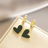 Classic Black Peach Heart Pendant Design Stainless steel Gold Color Earrings 2026 Fashion Jewelry Party Women's Set Accessories