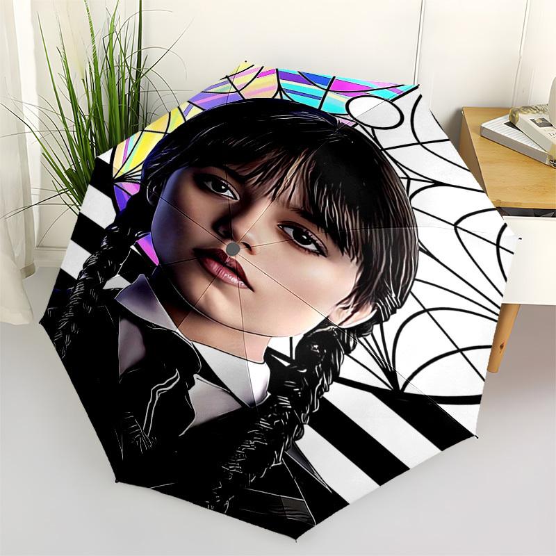 

Dark Girl Themed Automatic Opening and Closing Umbrella, Compact Travel Umbrella, Lightweight and Portable, Suitable for Beach Commuting Bus