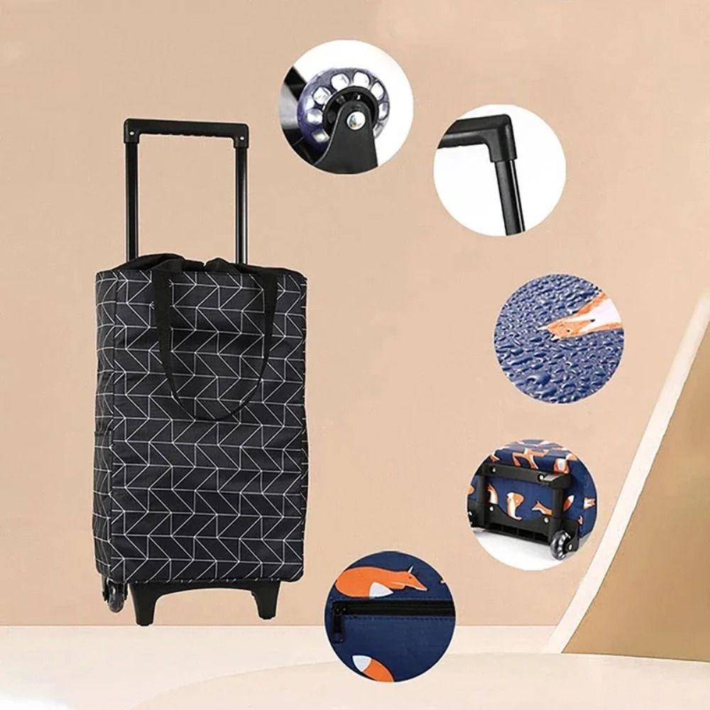 Bolsa de Compras Dobrável de Grande Capacidade com Rodas Impermeável Carrinho de Compras de Mão Entrega