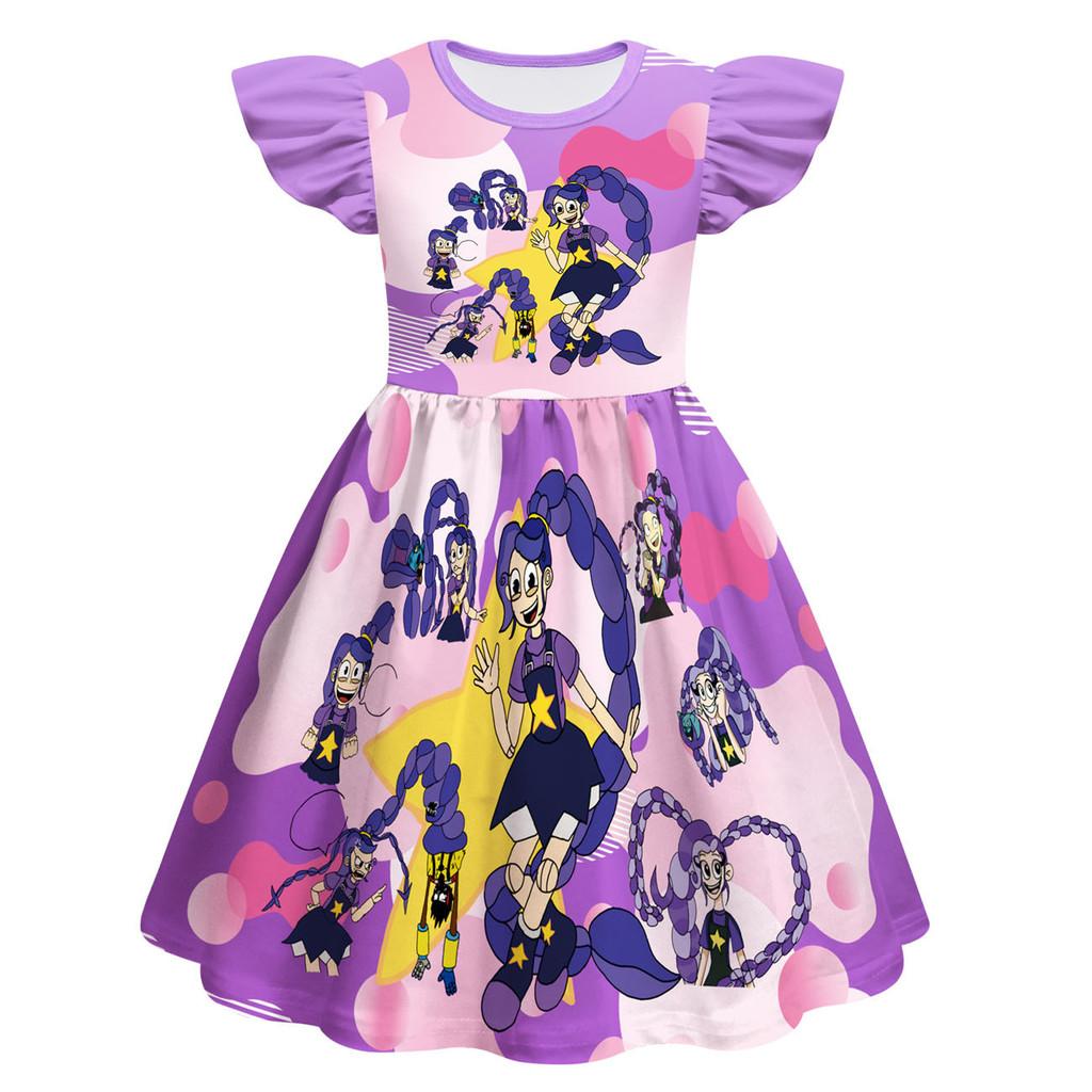 83030 Kids Girls Lily Lovebraids Print Ruffle Sleeves Casual Dress 100cm фиолетовый