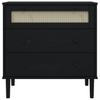 SENJA Drawer Chest Rattan Look Black 80 x 40 x 80 cm Pine Wood