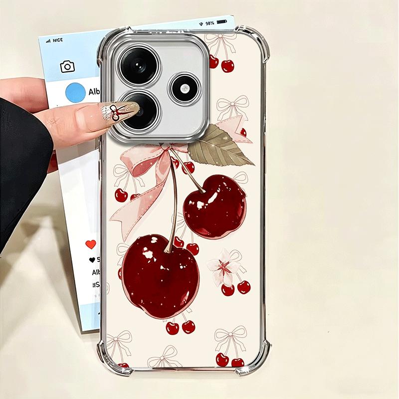Cherry Bow Sweet Soft Phone Case For Xiaomi Poco X7 X8 Pro Max X6 X5 X3 F8 Ultra F7 M8 M7 M5S Redmi 15C 15A 15 14C 13C 12C 13 12