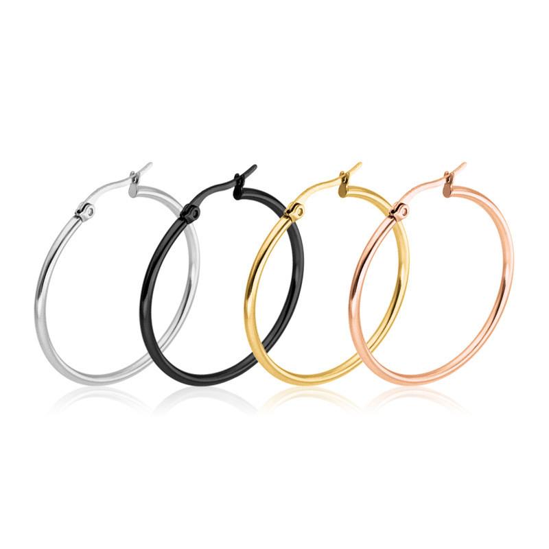 Fashion Big Smooth Circle Hoop Earrings for Women 10-75mm Stainless Steel Round Statement Earrings Party Girl Gift Jewelry