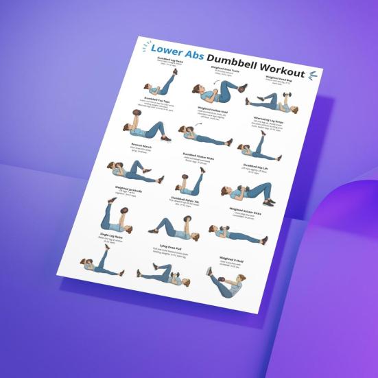 Yousheng 5 Piezas Póster de Entrenamiento con Mancuernas, Tabla de Ejercicios en Casa para Brazo Pierna Cadera Core, Guía de Entrenamiento de Cuerpo Completo Pared