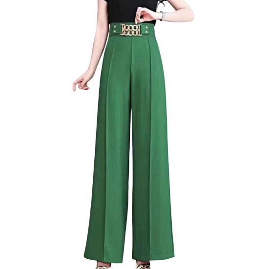 Women Suit Pants High Waist Straight Wide Leg Long Pants with Pockets Solid Color