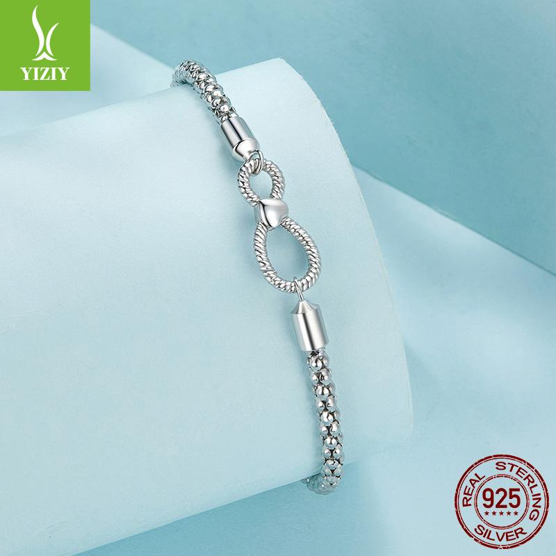 925 Sterling Silver Infinite Symbol Basic Bracelet, Creative Design Versatile Button Head Can Be Worn Alone Bracelet