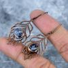 Round Sodalite Gemstone Copper Ethnic Electroformed Elegant Hook Drop Earrings VP-95